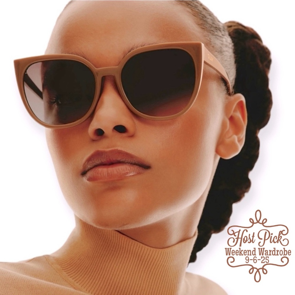 QUAY Staycation Sunglasses Doe Frame Brown Gradient Lenses Cat Eye NWT